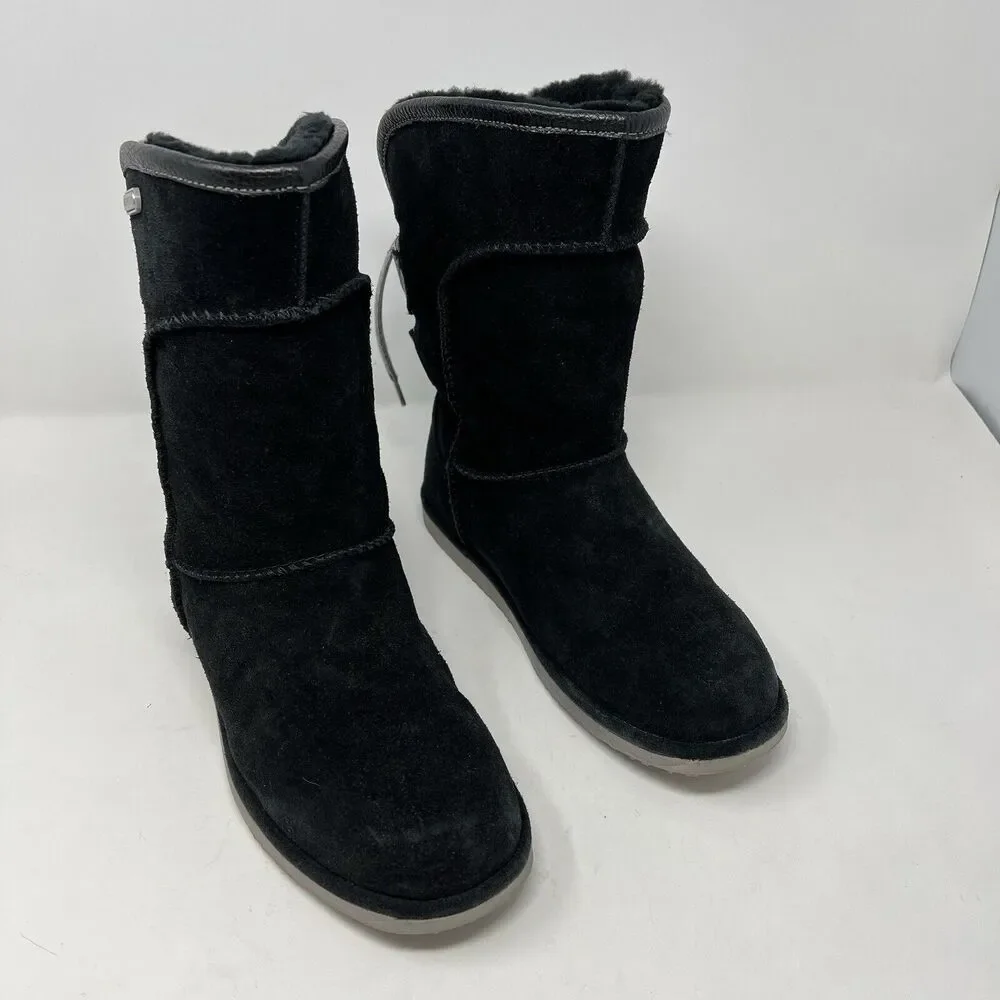 EMU Australia “Charlotte” Black Sheepskin Suede Leather Boots Women’s Size 7